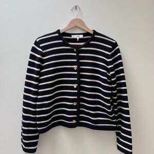 FRAME Striped Navy/White Cardigan